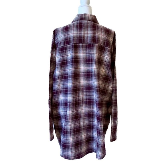 OLD NAVY Loose Flannel Boyfriend Shirt Burgandy and White Size XL - Picture 5 of 8